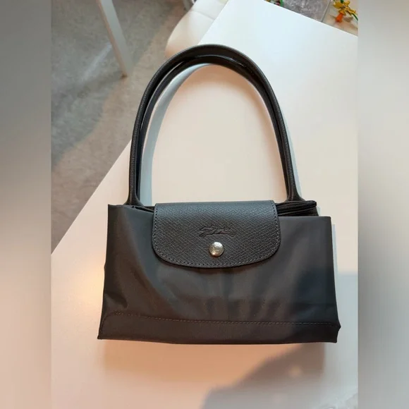 Le Pliage Green M Tote Bag Graphite - Recycled Canvas - Picture 3 of 12